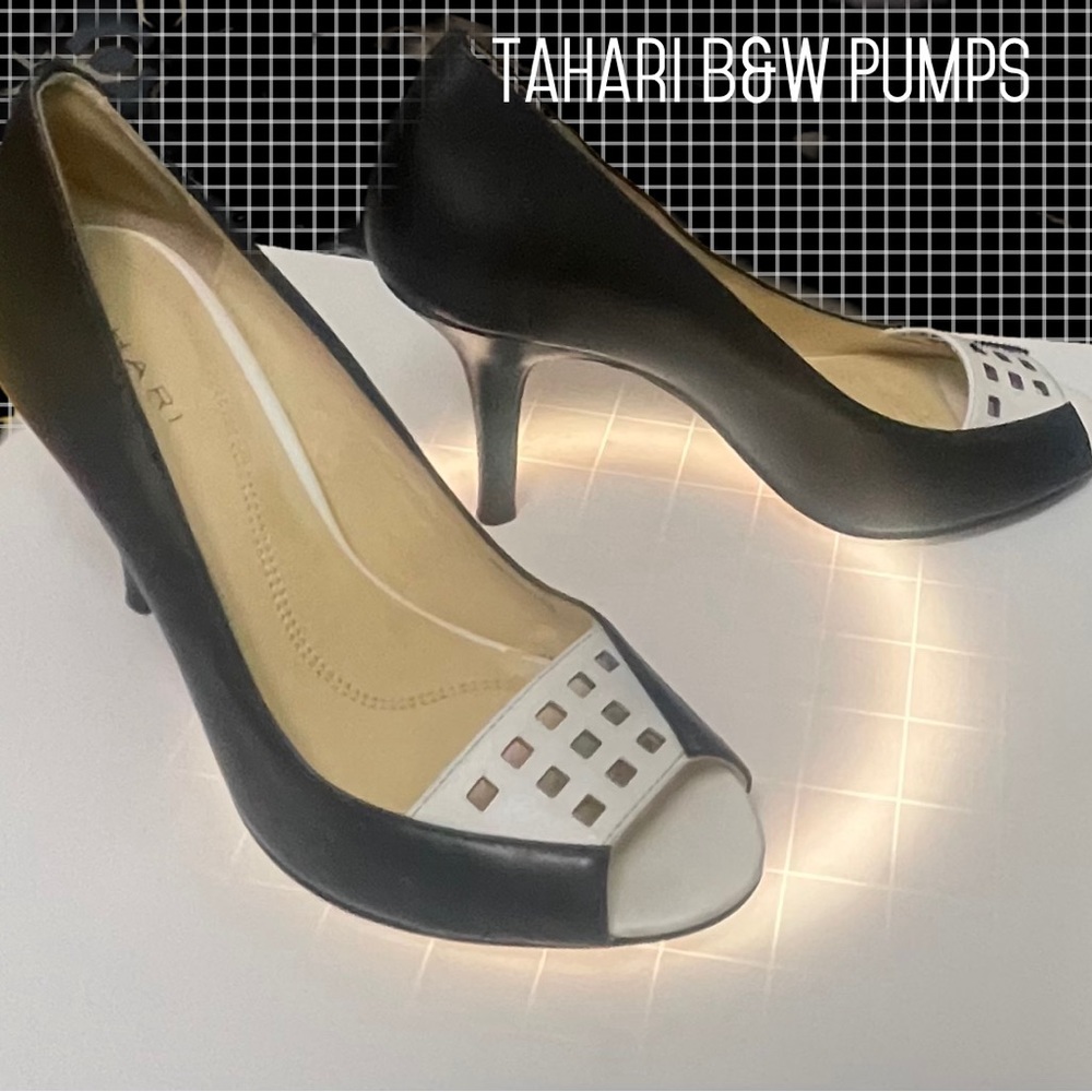 Tahari Black and white pumps